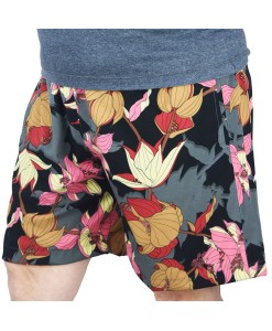 Short Estampado Tactel Elastano Extra Grande Plus Size flor Preto Cinza